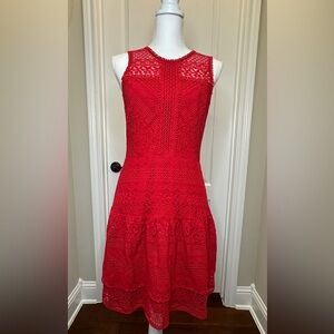 Stunning red Parker lace dress size L.